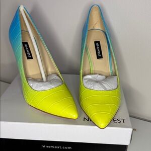 Nine West Women's Heels - Blue and Yellow Ombré